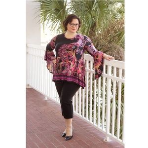 Plus Size Boho 3/4 Sleeve Bell Top